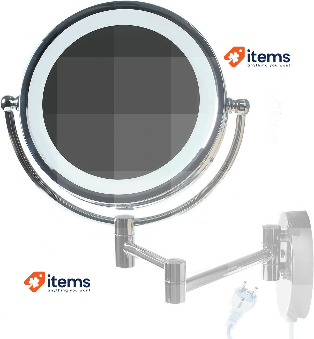 HIMRY® LED Wall Mirror 8.5 Inch EU Plug 7X Magnification Makeup Mirror