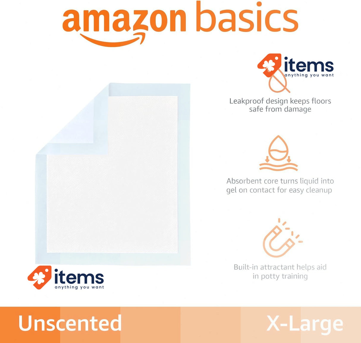 Amazon Basics Dog and Puppy Training Pads, X-Large Blue