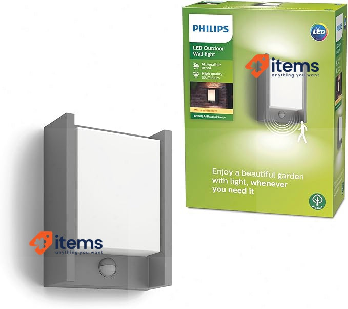 Philips Mygarden Arbour LED Outdoor Wall Light With Motion Sensor, Anthracite