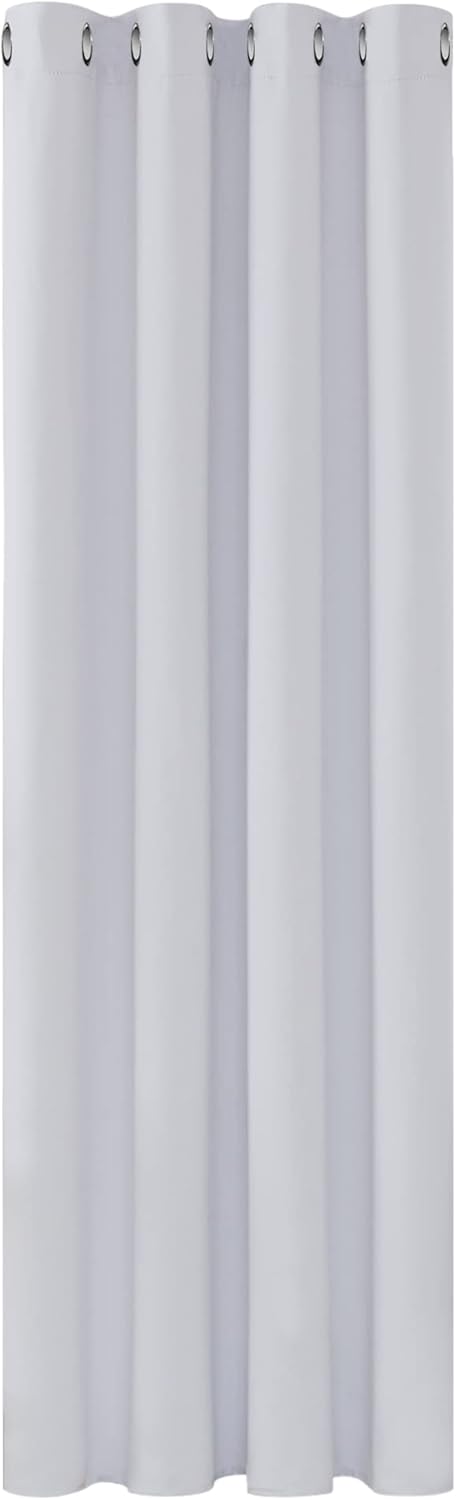 Deconovo Super Soft Solid Window Treatment Ring Top Curtain Silver Grey