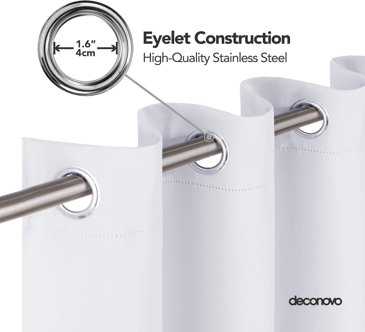 Deconovo Super Soft Solid Window Treatment Ring Top Curtain Silver Grey