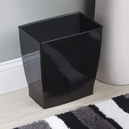 iDesign Mono Rubbish Bin, Plastic, Black, 4-Piece