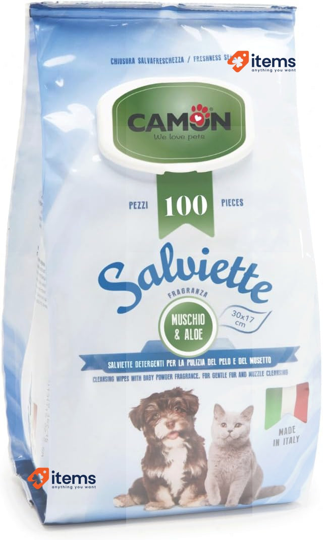 Camon Aloe Vera Wipes 100 Units One Size 1140g For Pets White Moss Fragrance