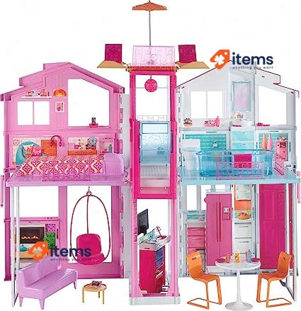 Barbie Doll House 3-Story Townhouse with 4 Rooms & Rooftop Lounge