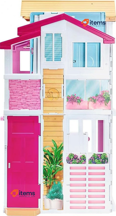 Barbie Doll House 3-Story Townhouse with 4 Rooms & Rooftop Lounge