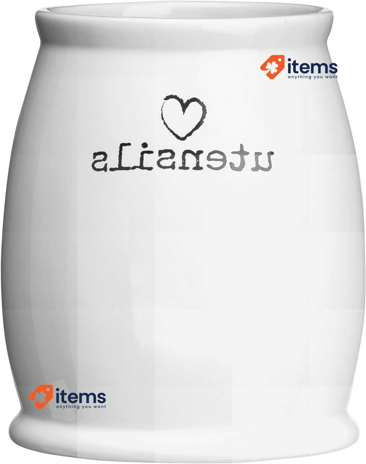 Premier Housewares Charm Utensil Jar White H14 x W12 x D12cm