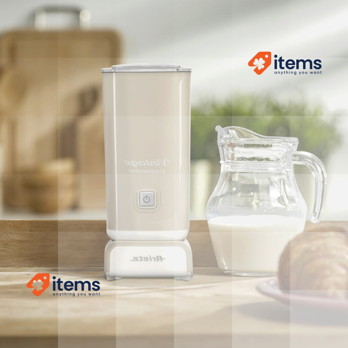 Ariete 2878/03 Milk Frother Vintage Style, Easy Pour Spout, Easy Clean, Beige