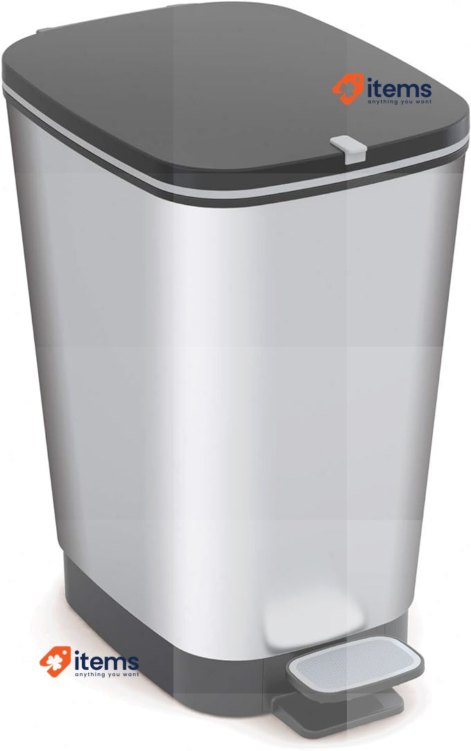 Kis Chic Plastic Waste Container, Silver, 10 lt. 18 X 27X 30 H