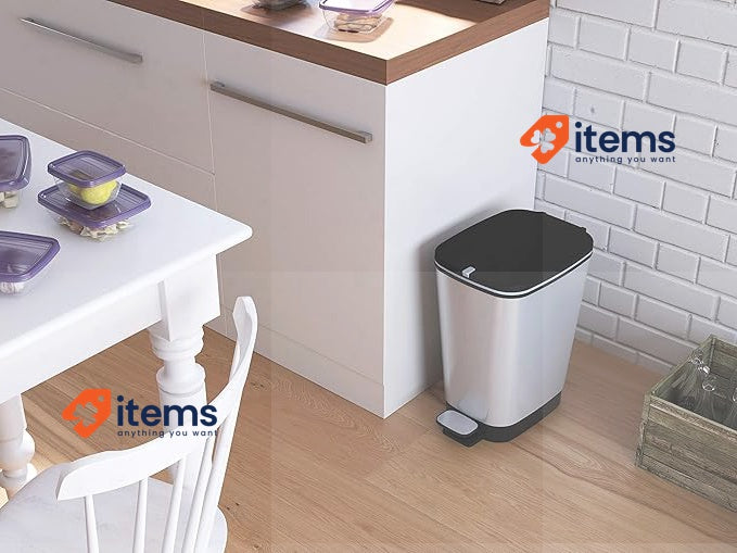 Kis Chic Plastic Waste Container, Silver, 10 lt. 18 X 27X 30 H