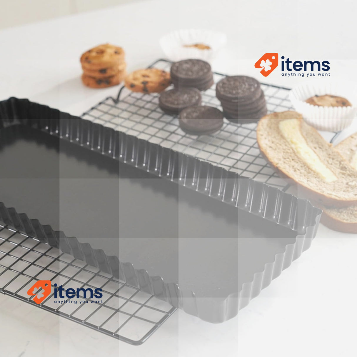 Tebery 2 Pack 36x14cm Non-Stick Quiche Pan 14 Inch Black