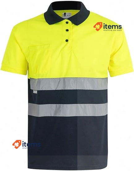 VELILLA HIGH Visibility Polo 173 Navy Blue and Fluorescent Yellow Large