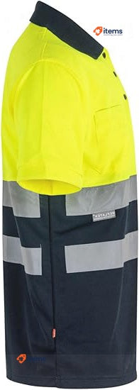 VELILLA HIGH Visibility Polo 173 Navy Blue and Fluorescent Yellow Large