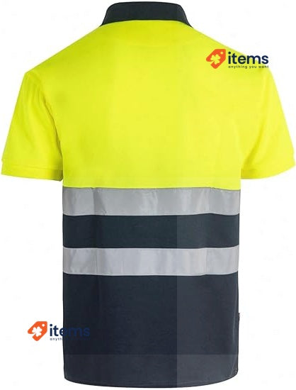 VELILLA HIGH Visibility Polo 173 Navy Blue and Fluorescent Yellow Large