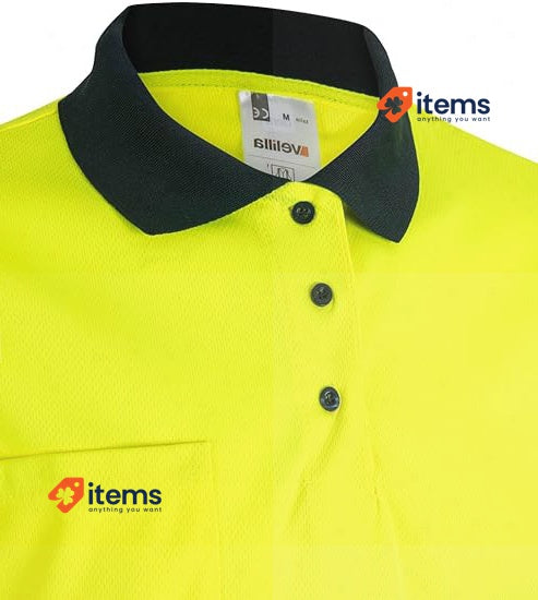 VELILLA HIGH Visibility Polo 173 Navy Blue and Fluorescent Yellow Large