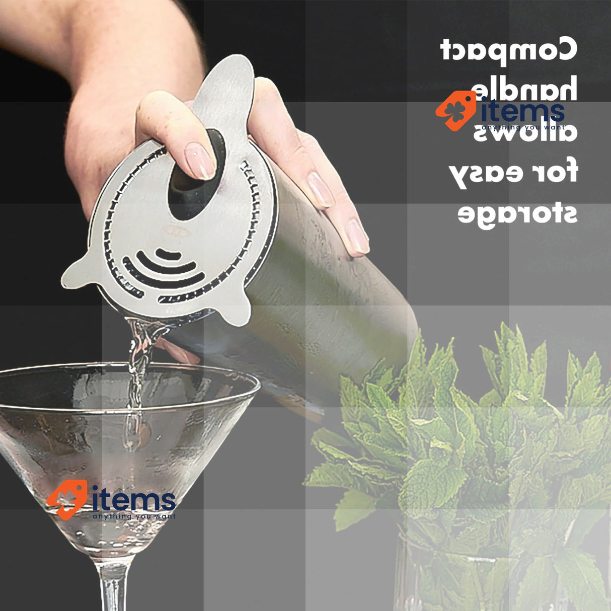 OXO steel bar strainer stainless steel cocktail strainer short handle