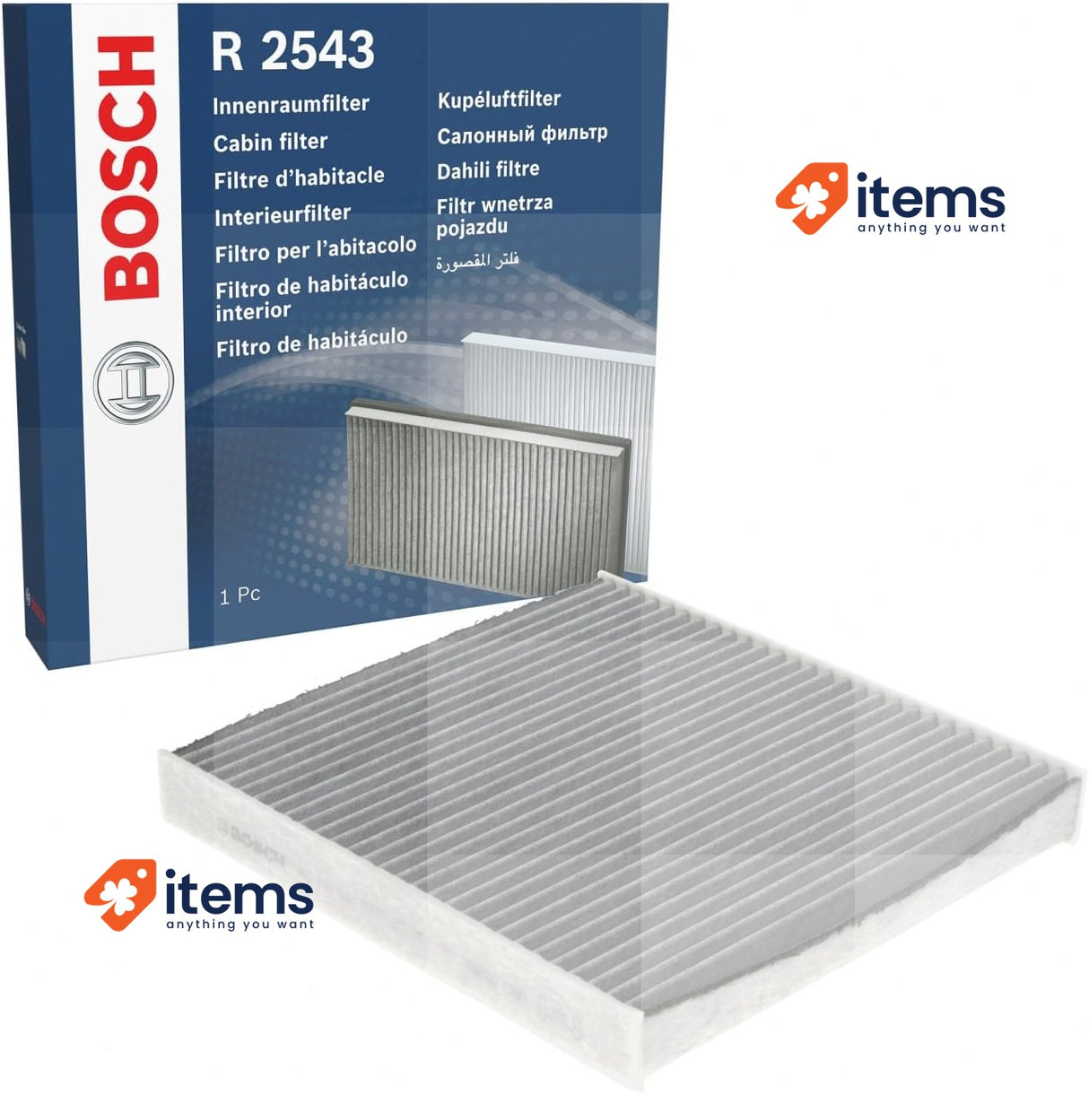 Bosch R2543 Activated Carbon Cabin Filter, Replacement Filter