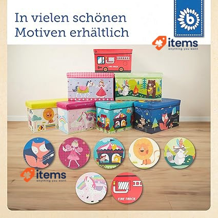 Bieco Childrens Foldable Storage Box With Cover, Toy Box, Max 80kg, 60x30x35 Cm