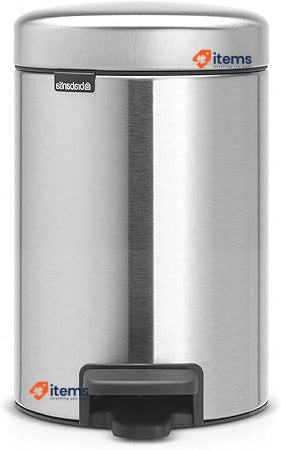 Brabantia 112164 Pedal Bin Newicon With Plastic Inner Bucket, 3 L - Matt Steel