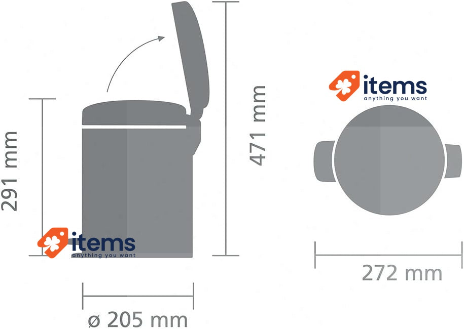 Brabantia 112621 Pedal Bin Silver 5 L Newicon Bucket Brilliant Steel