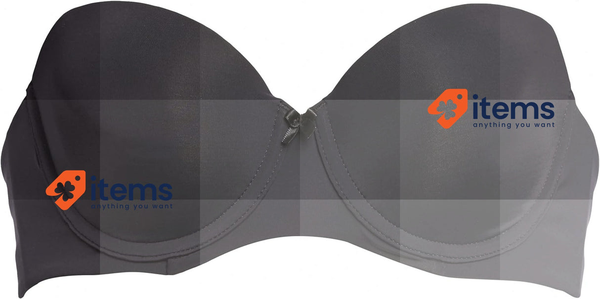 Iris & Lilly Womens Microfibre Strapless Bra Hook and Eye Black, Size 34D (90D)