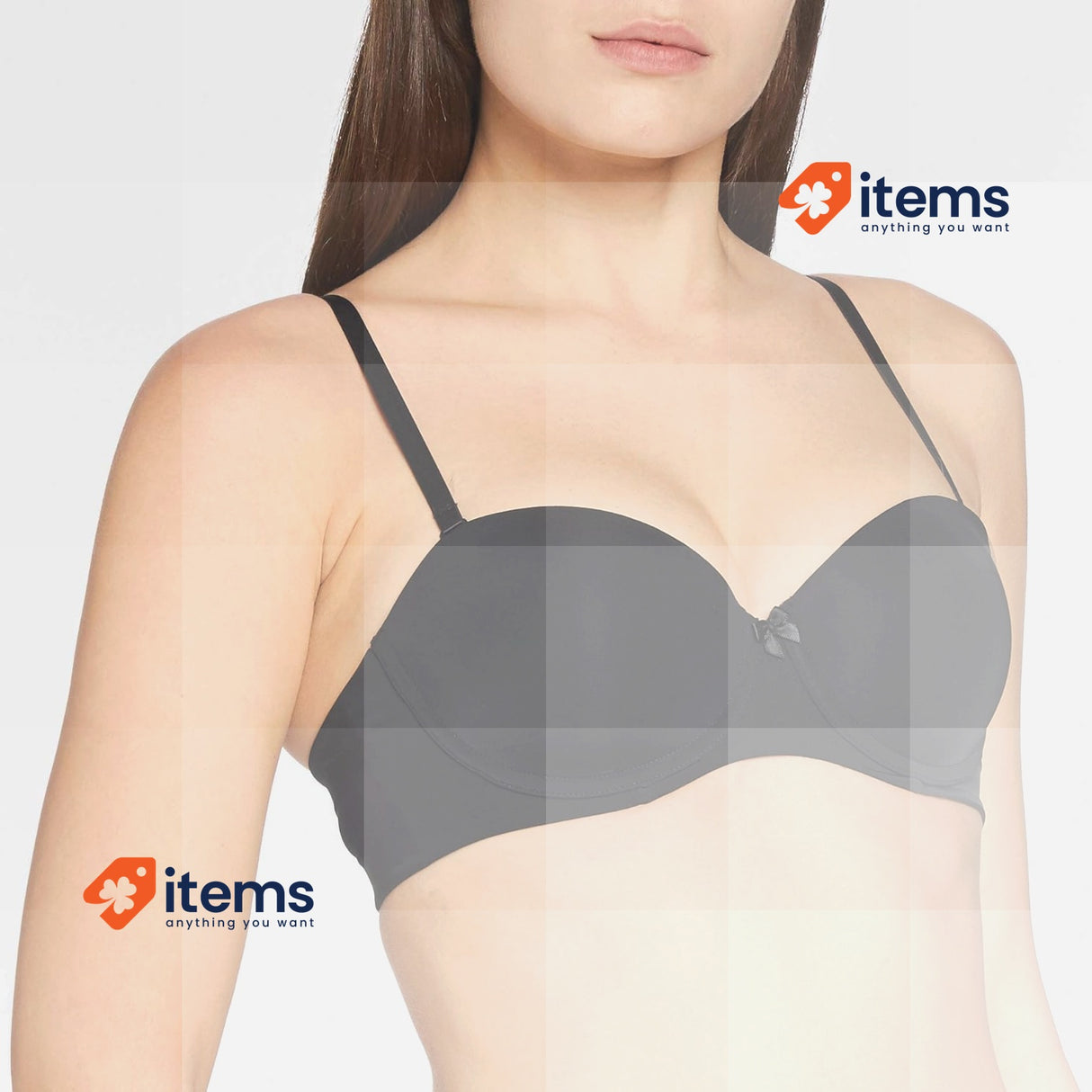 Iris & Lilly Womens Microfibre Strapless Bra Hook and Eye Black, Size 34D (90D)