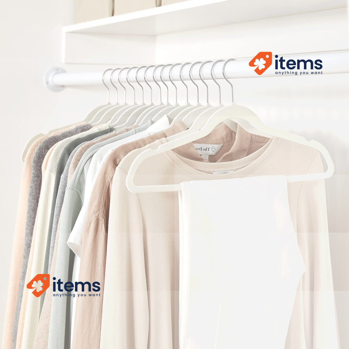 Amazon Basics Slim Velvet Non-Slip Suit Hangers, 50 Pack, Ivory Color 50-Pack