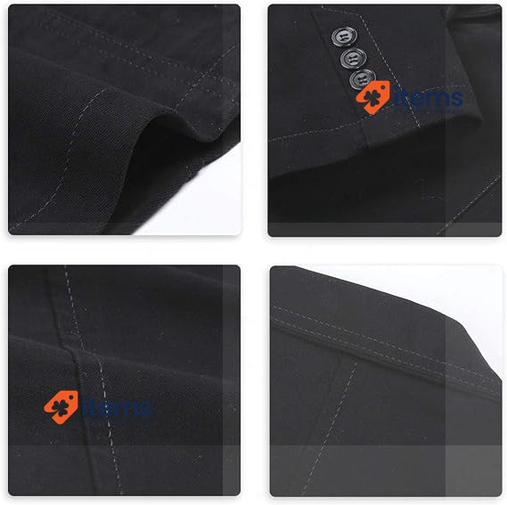 Allthemen Mens Slim Fit Jacket Black Single Breasted Blazer Button Cotton Casual