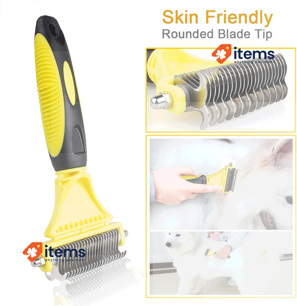 morpilot Dog Brush Cat Brush Grooming Comb, 23+12 Double Sided Undercoat Rake