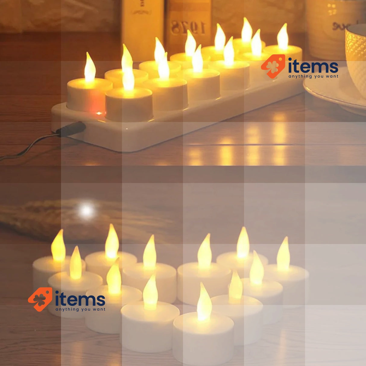 EXTSUD 12 LED Flameless Candles, Rechargeable Battery Operated White Candle Pcs