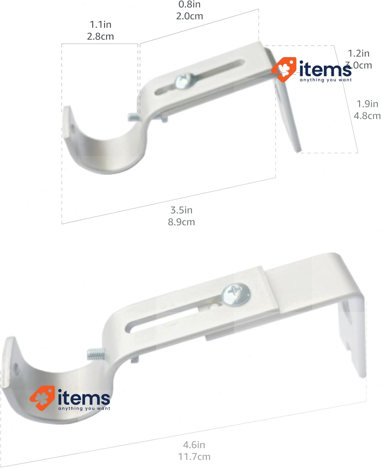 Amazon Basics Metal Curtain Pole Wall Bracket Length of 7 11cm to 25mm Set of 2