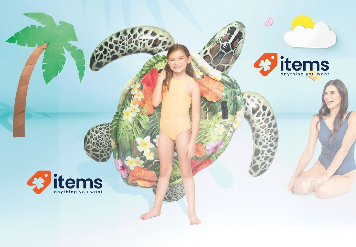 Intex - Inflatable Turtle - 191x171cm Air valves Make Inflation Easy Up To 80Kg