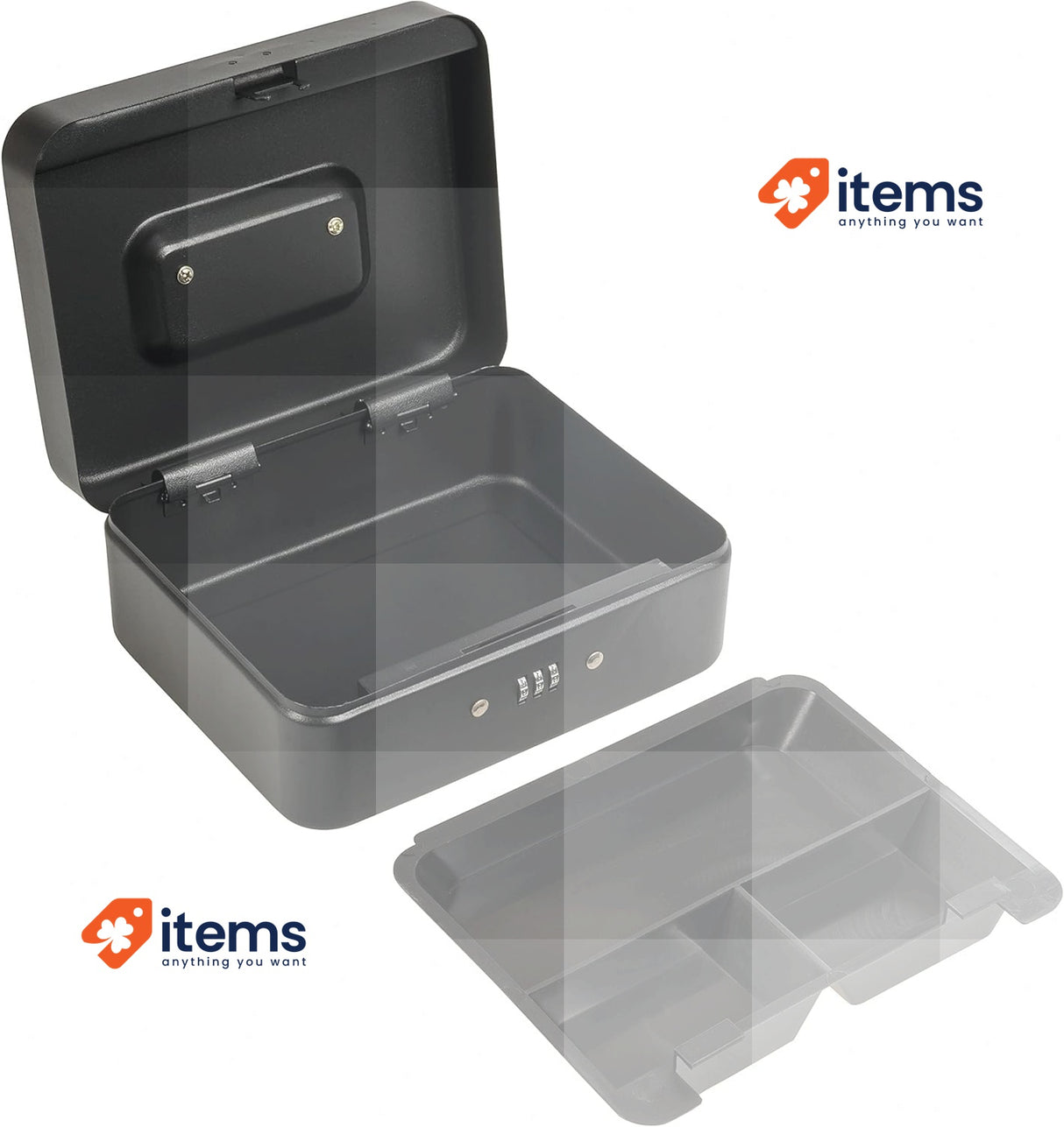 Silverline 732370 Petite Cash Box With 3 - Digit Combination Lock Black 3-Digit