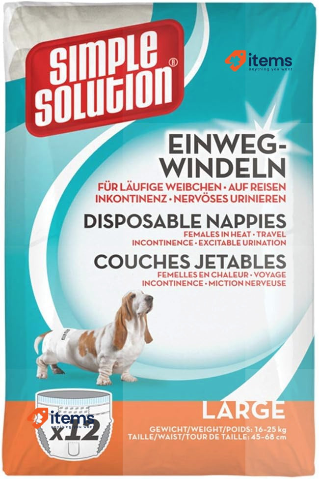 Simple Solution Disposable Dog Diapers for Female Dogs Size L Pack Of 12 Super