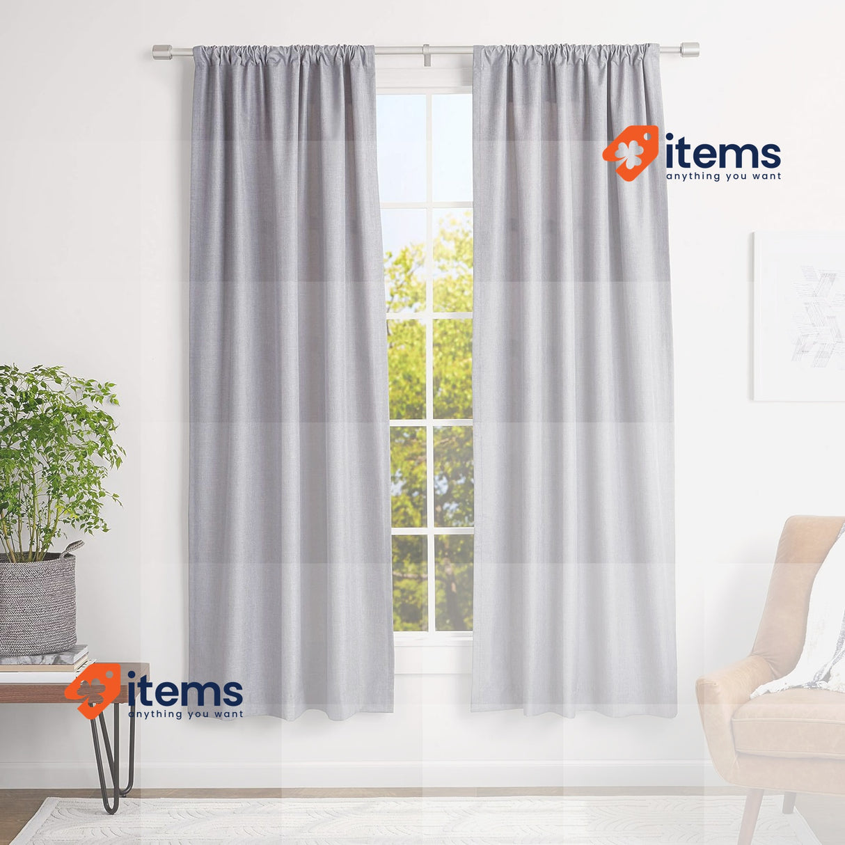 Amazon Basics Extendable Curtain Rod with Cap Finials - 91 to 183 cm, Nickel