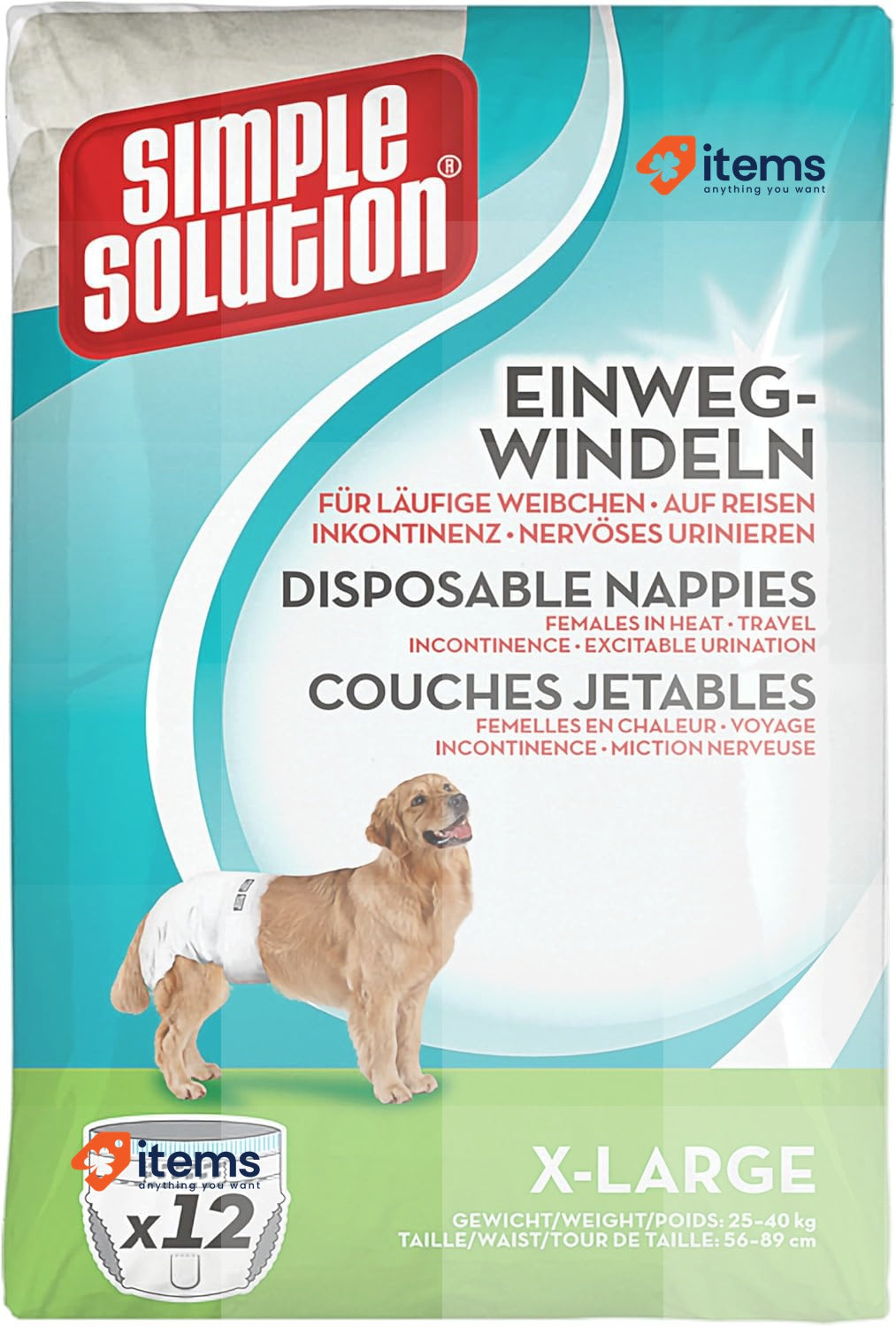 Simple Solution Disposable Layers For Dogs Extra Large Size - 12 Pieces Diapers