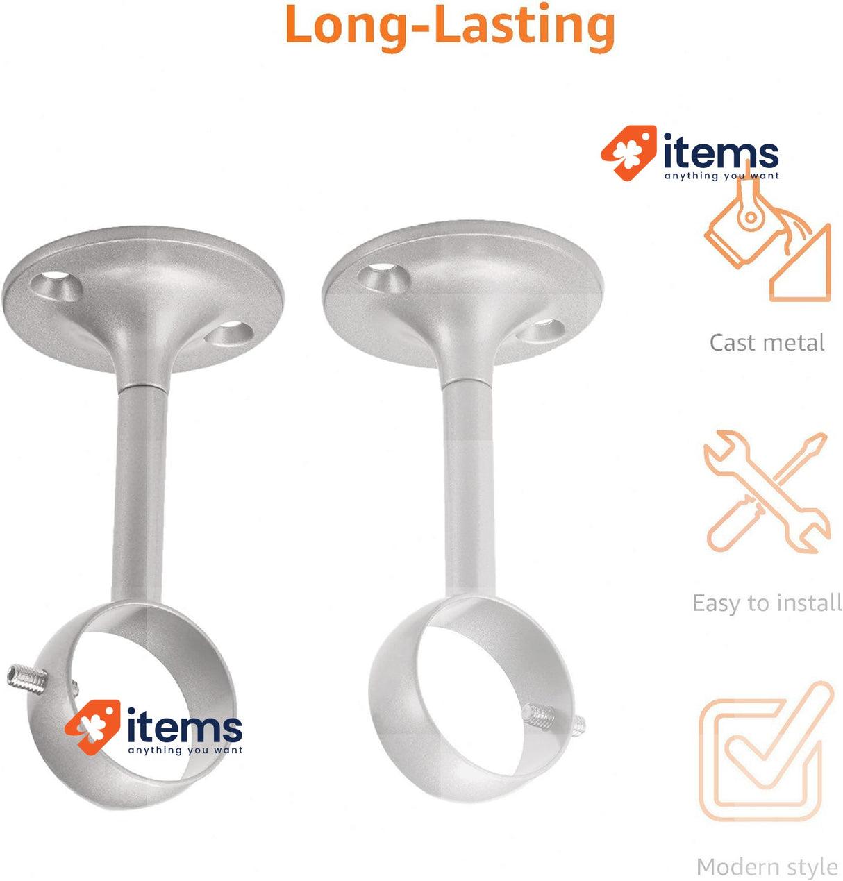 Amazon Basics Ceiling - Mount Bracket Nickel Metal Curtain Pole Brackets Up Mm