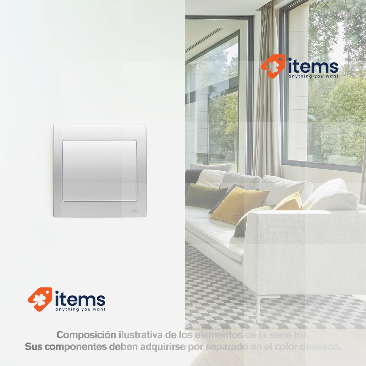 BJC Iris IP44 - Double Switch, White, 185010 Smart Wall Switches In Line Modules