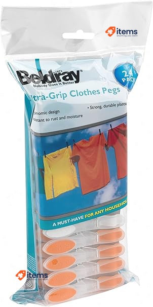 Beldray LA028259TQ Laundry Pegs Durable Clothespins 24 - Pack Soft Ergonomic