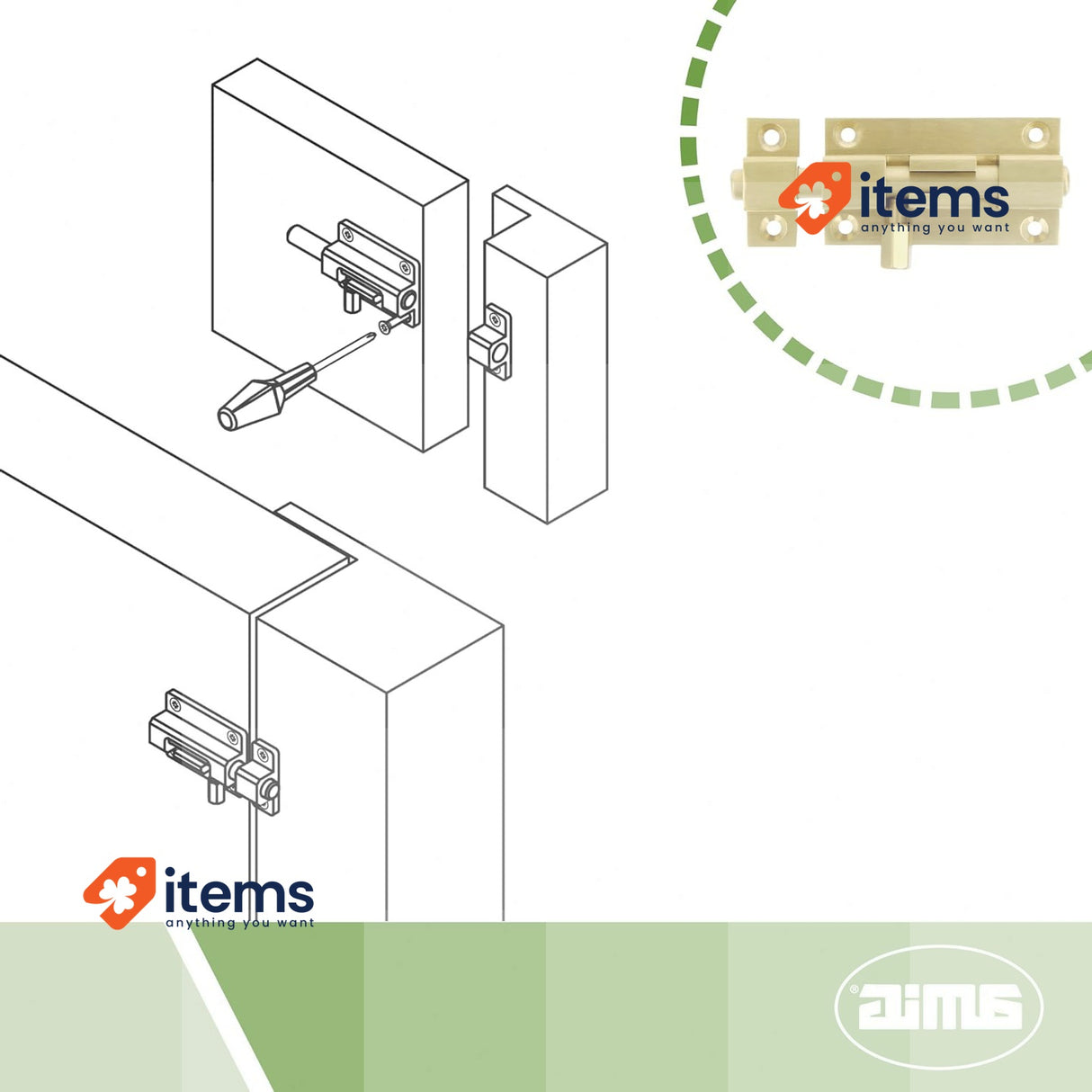 Amig Overlap Pin Mod.700 40×37 Mm - Security Latch For Doors, Brass Finish, 37MM