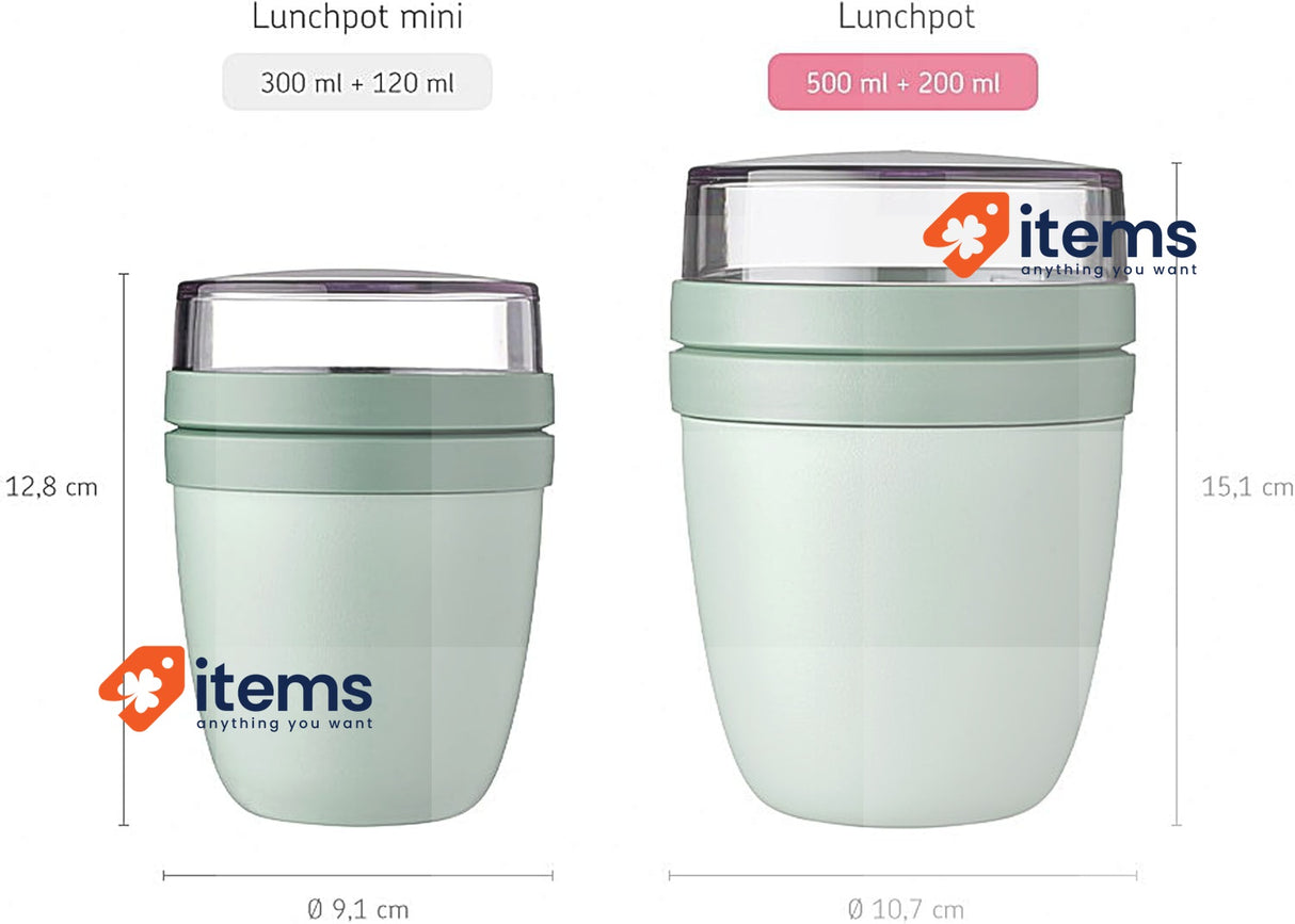 Mepal Ellipse Lunchbox Practical Cup for Yogurt and M500 ml + 200 ml Green