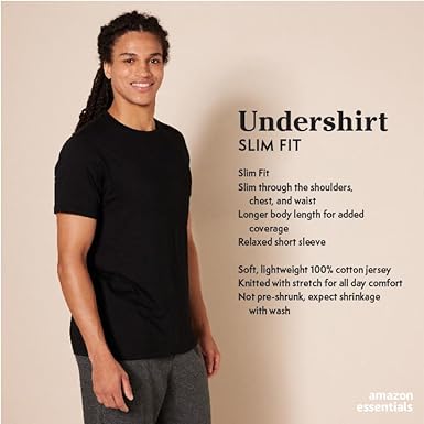 Amazon Essentials Men's Crewneck Classic Undershirt Pack of 6 White, Size XXL