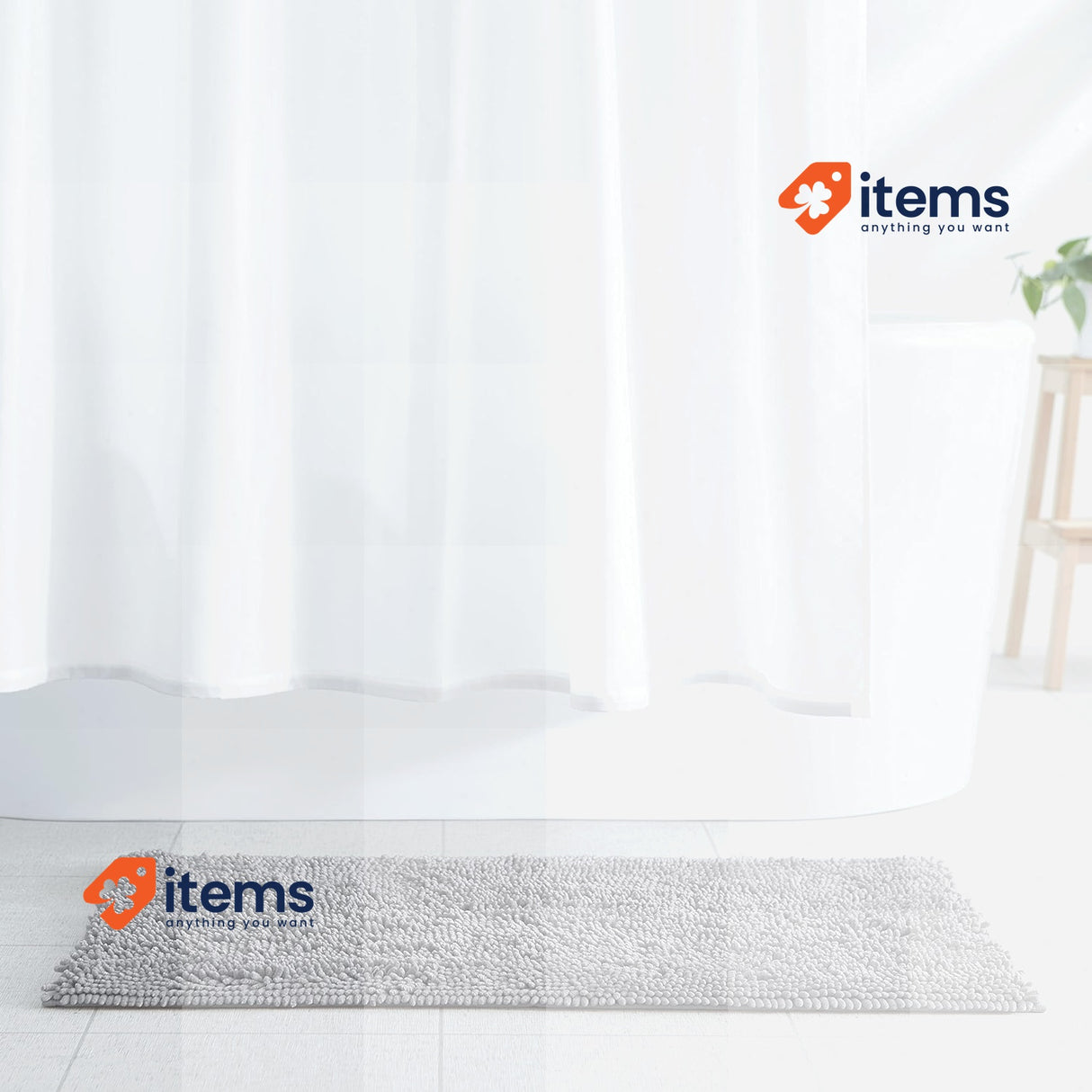 Amazon Basics Non - Slip Bathroom Mat Chenille Microfiber Bath Cm 53 x 87 cm