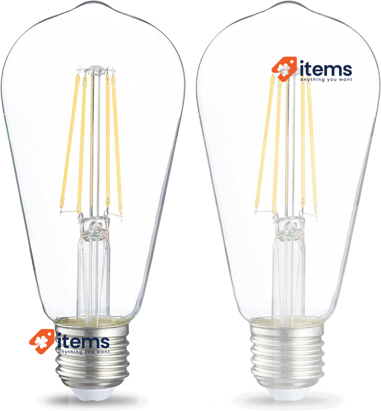 Amazon Basics LED E27 Vintage Edison Bulb, ST64, 7W White Equivalent 60W Clear
