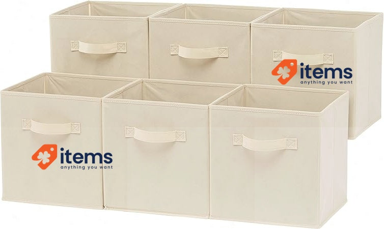 Amazon Basics Collapsible Fabric Storage Cube/Organiser With Handle Solid Beige