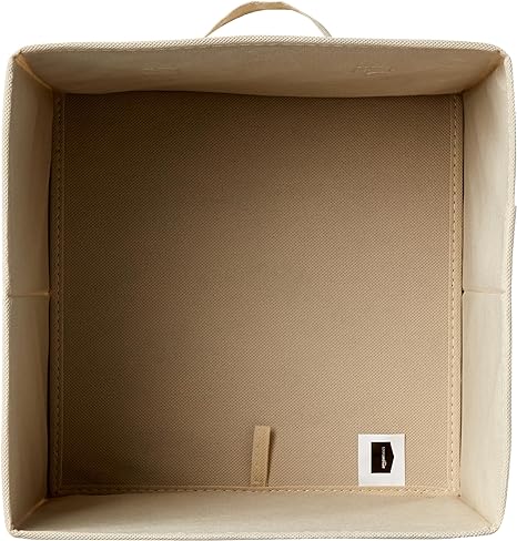 Amazon Basics Collapsible Fabric Storage Cube/Organiser with Handle Solid Beige