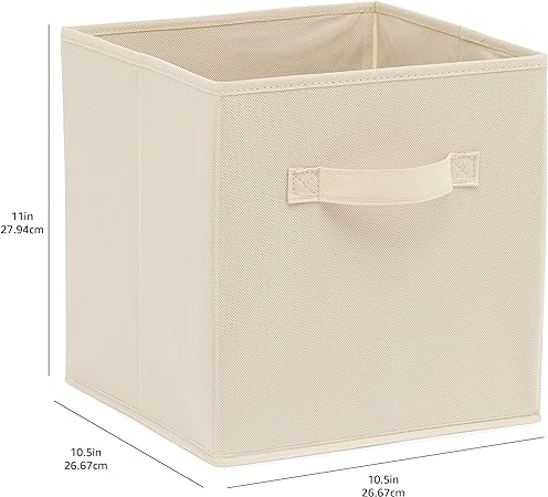Amazon Basics Collapsible Fabric Storage Cube/Organiser with Handle Solid Beige