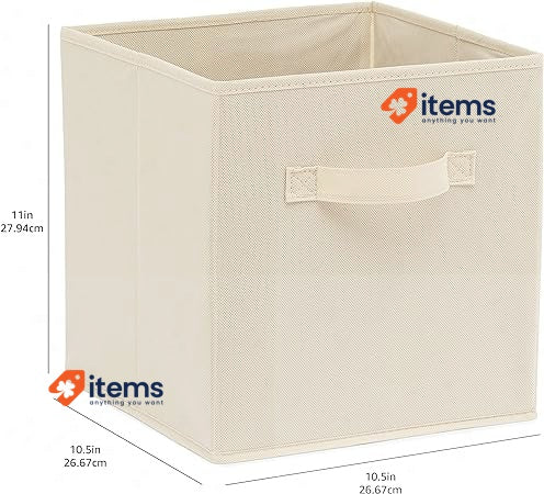 Amazon Basics Collapsible Fabric Storage Cube/Organiser With Handle Solid Beige