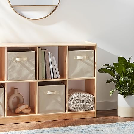 Amazon Basics Collapsible Fabric Storage Cube/Organiser with Handle Solid Beige