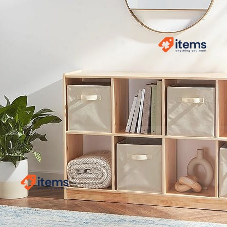 Amazon Basics Collapsible Fabric Storage Cube/Organiser With Handle Solid Beige