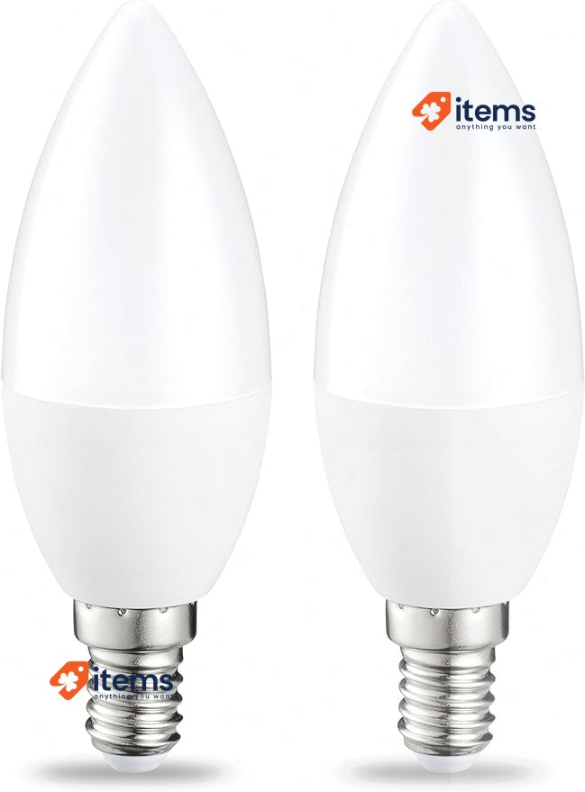 Amazon Basics LED E14 Small Edison Screw Candle Bulb, 6W Warm White, Pack of 2